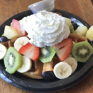 Waffle with Fruit and Whipped Cream