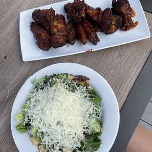Caesar Salad and Wood Fired Wings