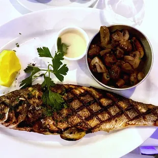 grilled fish and potatoes