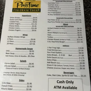 Menu as of March 2024