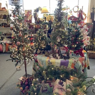 Ha ha fully lit and decorated trees for sale!