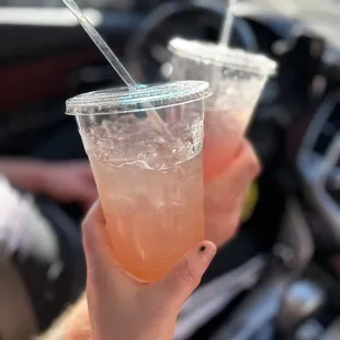 Peach and watermelon Italian sodas