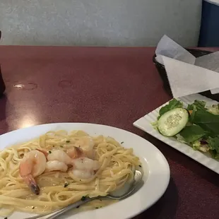 Shrimp Scampi and salad with Italian Dressing!