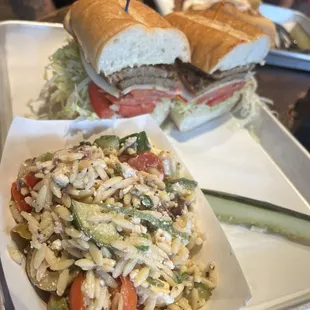 The Royal sandwich with feta orzo salad
