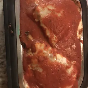 a pan of lasagna