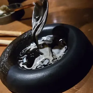 The black and white crab raviolo with tom kha sauce was divine!