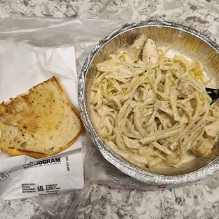 Fettuccine Alfredo  Bread was soft