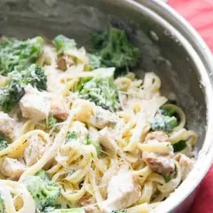 Chicken Fettuccine Alfredo with Broccoli