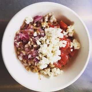 Kalamata Greek Pasta Salad with Feta Cheese Bowl