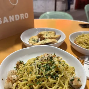 Spaghetti Aglio Olio with shrimp
