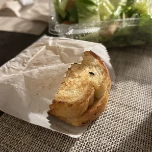 Garlic bread comes with the pasta