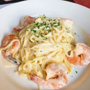 Basic Linguini with Shrimp ($15)