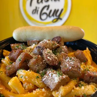 Chefs Pasta with home made vodka sauce, Italian sausage &amp; Breadsticks