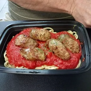 Sausage with spaghetti