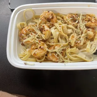 Cajun shrimp Fettuccine with Alfredo Sauce