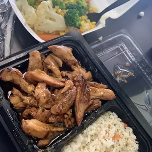 Chicken teriyaki with a side of steamed vegetables