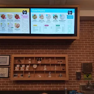 a menu on a large screen