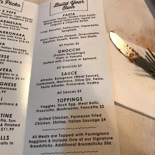 Build Your Own Pasta Bowl