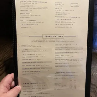 the menu