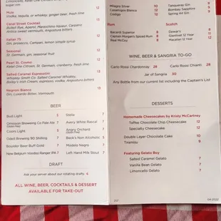 Drink menu