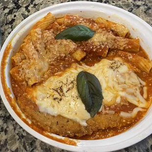 Chicken Parmigiana with Rigatoni