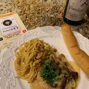 Chicken Marsala and Carbonara