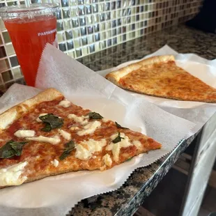 Margherita on the left, cheese on the right
