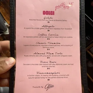 menu