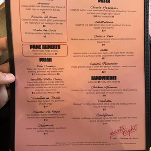 menu