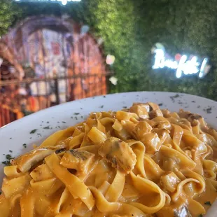 Fettuccini Pink Sauce Chicken. Build your own pasta!