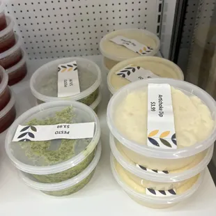 Freshly made dips, and sauces for sale