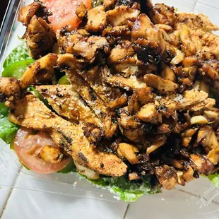 This chicken, Caesar salad was awesome. I added caramelized salmon to it