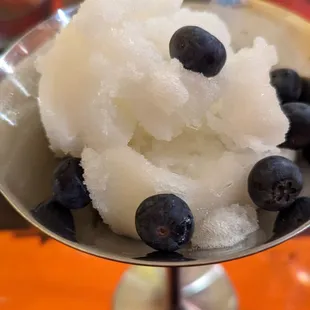 Their lemon sorbet with fresh blueberries is the perfect palate cleanser.