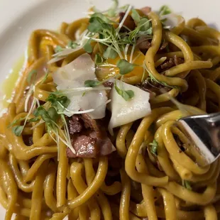 a closeup of a plate of pasta veneta