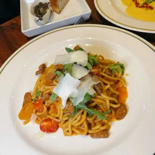 Spaghetti with merguez sausage &amp; nduja tomato sauce