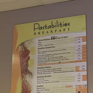 a menu for a fast food restaurant