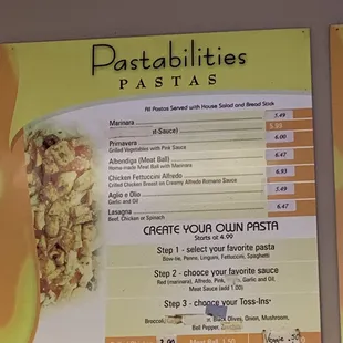 a menu for a fast food restaurant