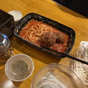 Spaghetti and meatballs