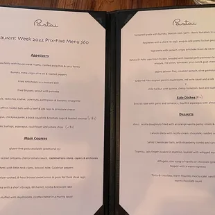Restaurant Week Summer 2022 Menu