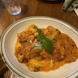 Lobster ravioli with vodka sauce, one of the day's specials.