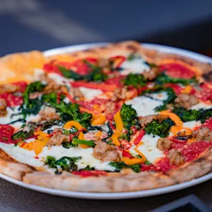 a pizza on a plate