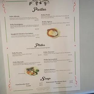 New menu and new prices
