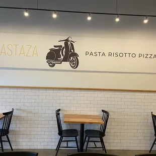 tables and chairs in a restaurant