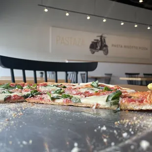 Margarita pizza...thin and crispy all throughout. As it should be