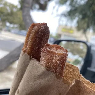Nice hard churros for $1/Each. Only eat If you want to break your teeth and scratch the roof of your mouth