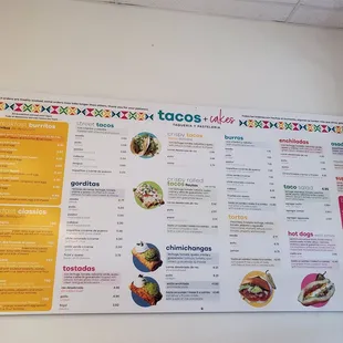 a menu for taco&apos;s mexican restaurant