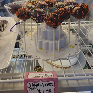 a display of cake pops