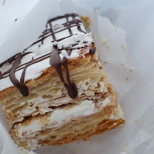 Puff pastry layered with cream