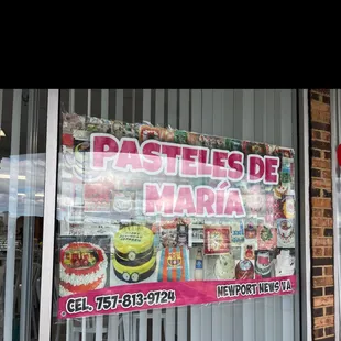 a sign for pastels de maria