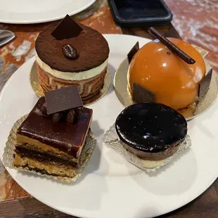 a variety of desserts on a plate